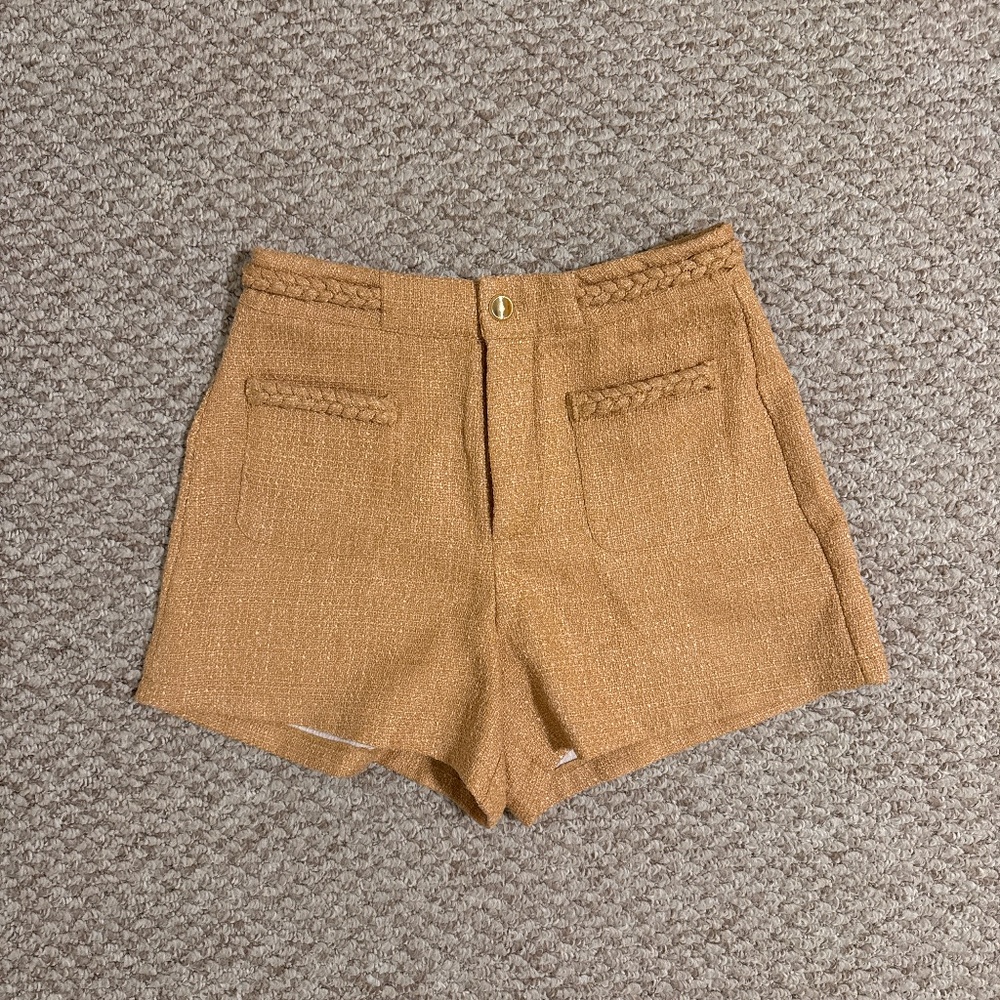 NWOT Camel Tweed Tailored Shorts - Vintage-Inspired - Picture 2 of 2